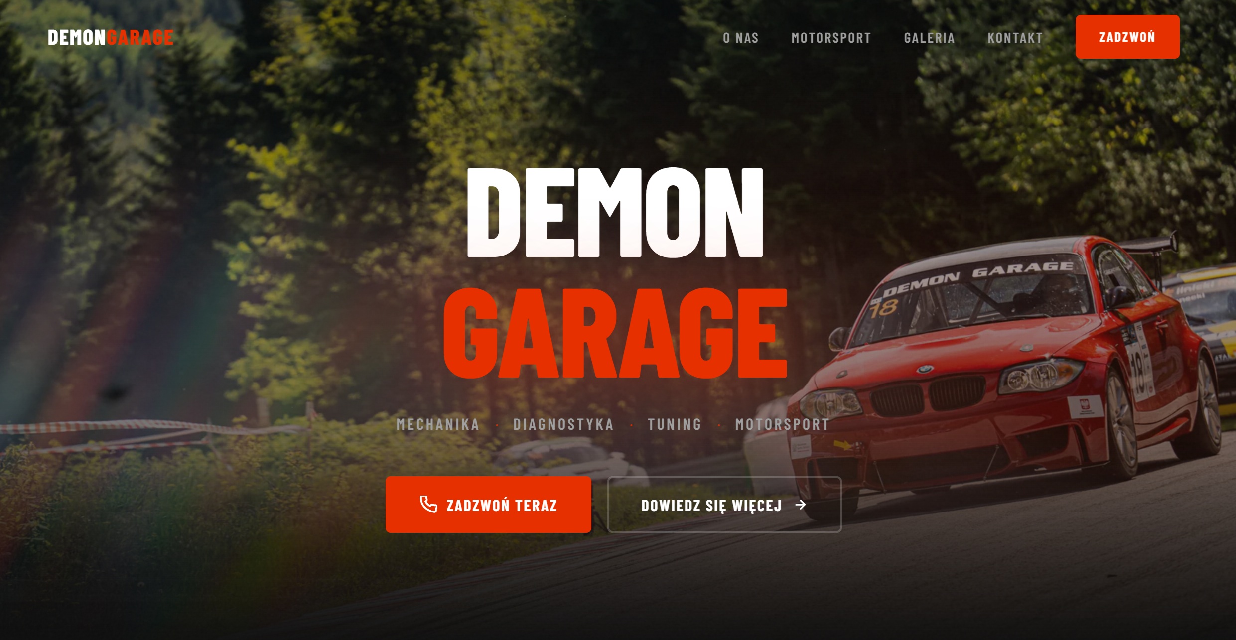 Demon Garage — strona internetowa warsztatu motorsportowego